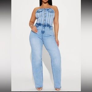 Fashion Nova Denim Jumpsuit Size M